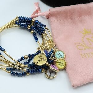 Brasalete 7 archangel brasalets 14k gold plate and blue crystal.